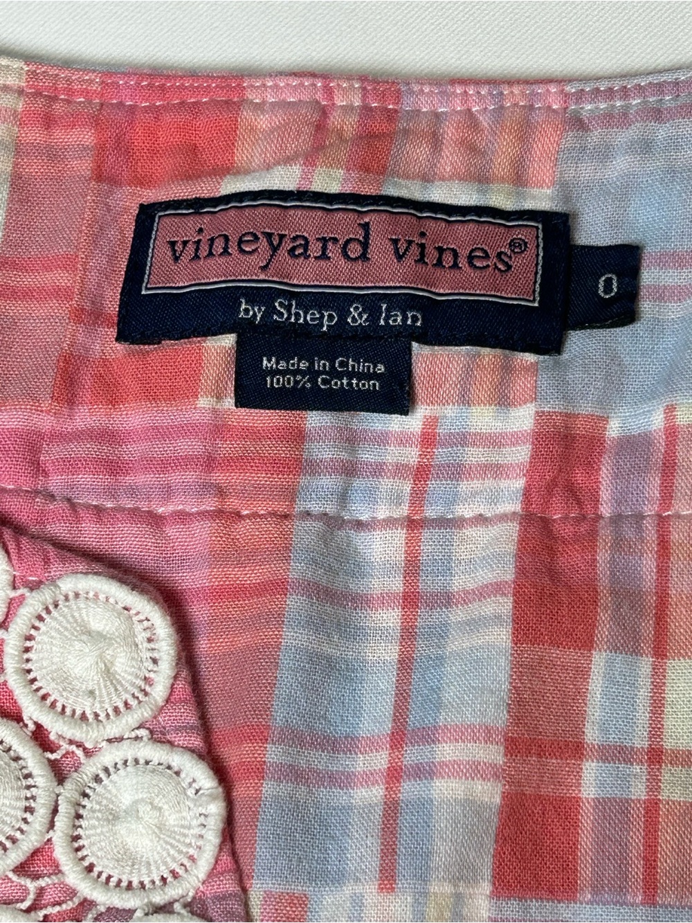Vineyard Vines shep & Ian pink and blue patchwork madras cotton dress size 0 - Picture 8 of 12
